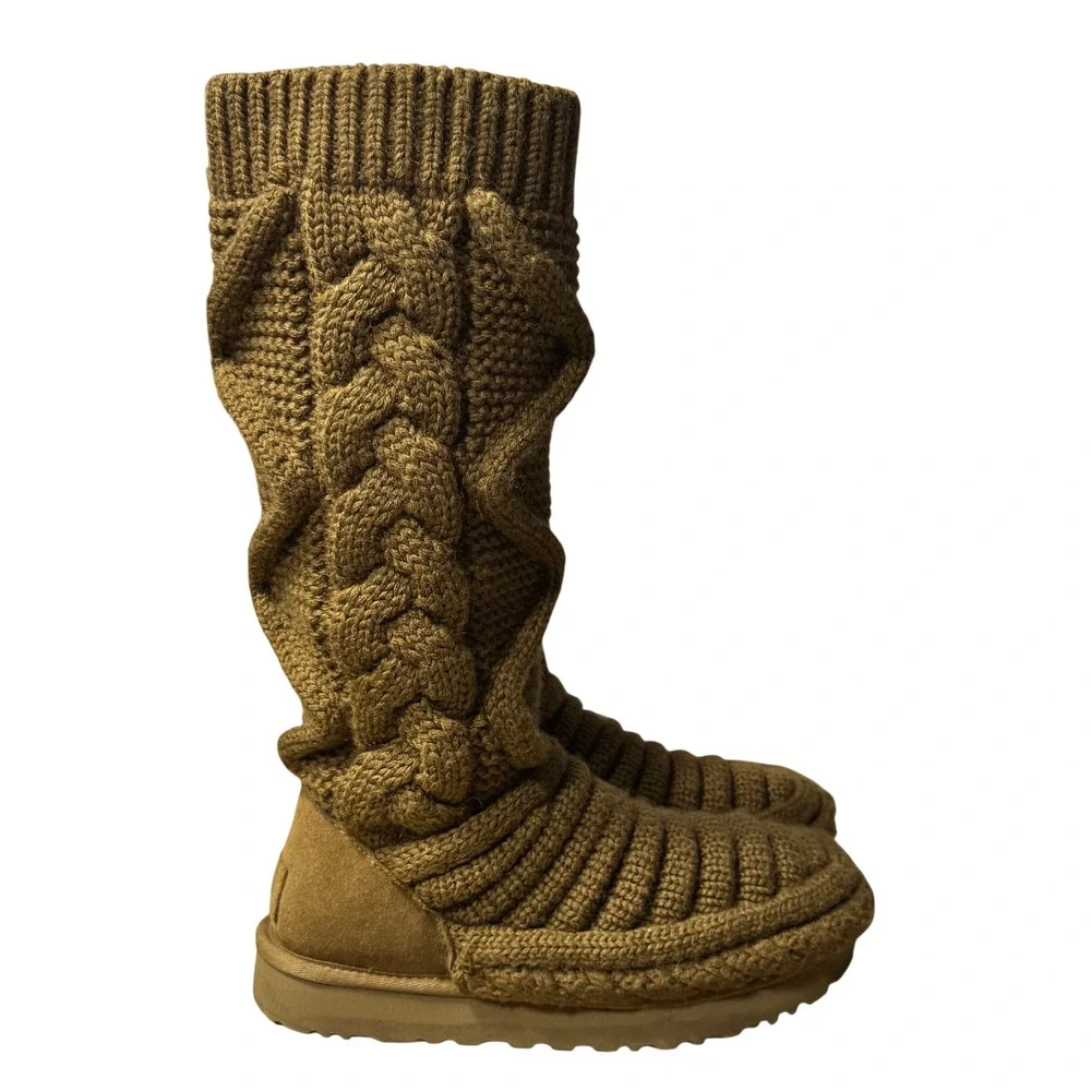 Size 7 - UGG Australia Cardy Knit Tall Chestnut Brown Boot